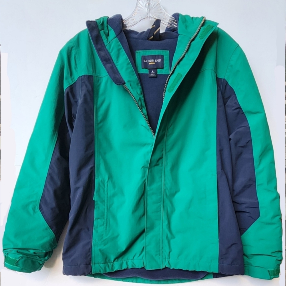 Lands End Kids Squall Insulated Waterproof Jacket | Size L 14-16 | Green + Blue